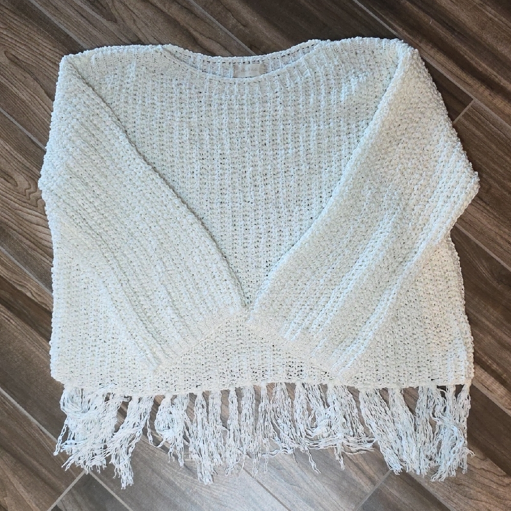 Altar'd State Cream Fringe Sweater